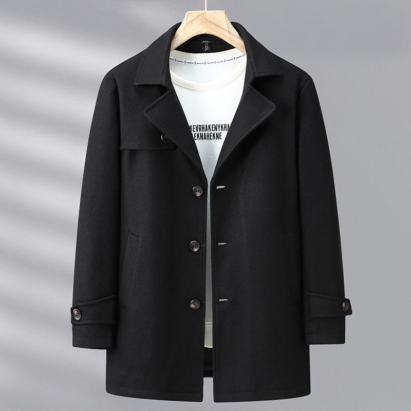 

Мужское шерстяное пальто средней длины на осень и зиму больших размеров, для полных и очень полных, повседневный двусторонний шерстяной костюмный пиджак-ветровка 12XL чёрный