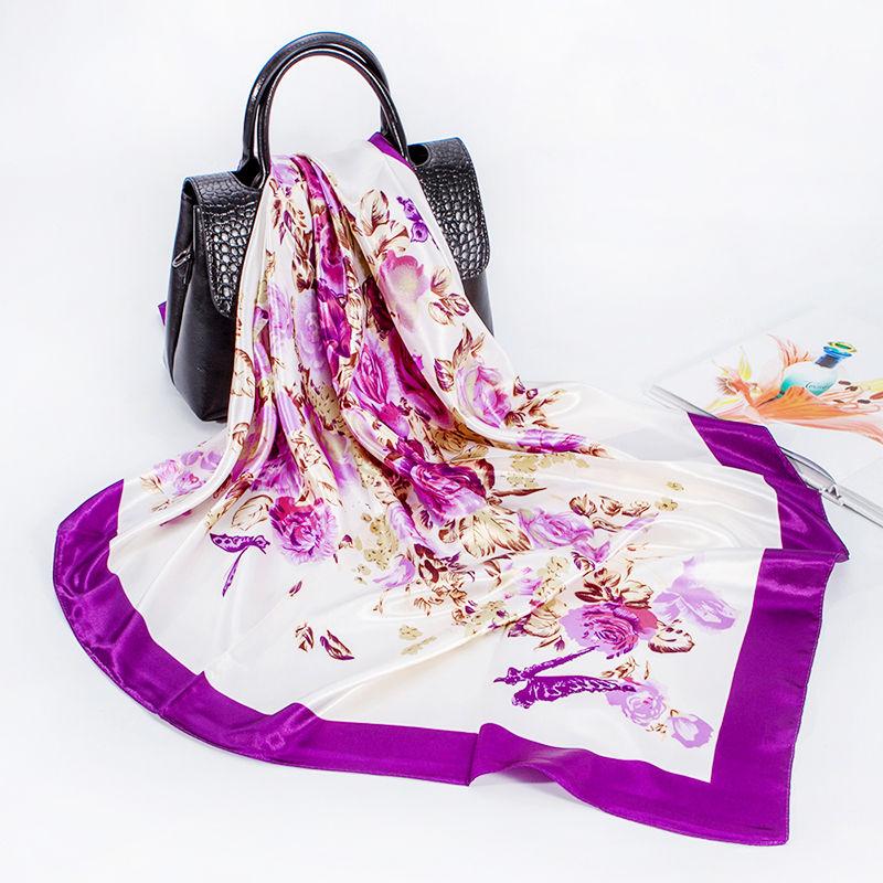 Sommerschal, 90 cm, großer quadratischer Schal, Seidenschal für Damen, vielseitiges Kopftuch, Sonnenschutzschal