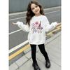 Girls' Halloween Casual Comfortable Soft Loose Pullover Sweatshirt and Leggings 2-Piece Set, New Autumn/Winter, Playful, Sweet and Cool Style
