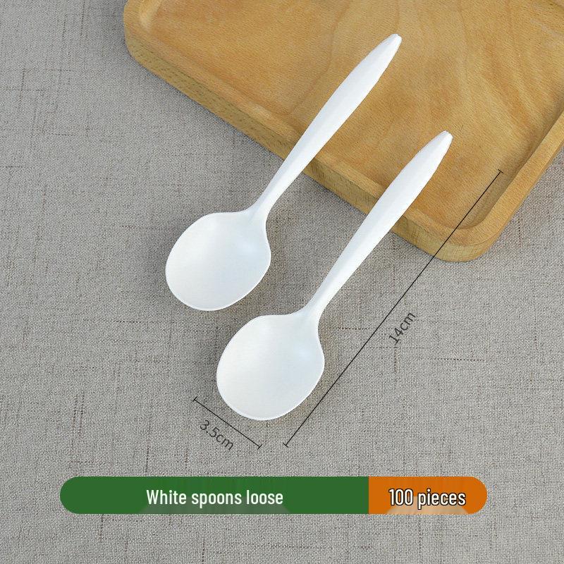 ZISIZ Disposable Long-Handle Plastic Spoon