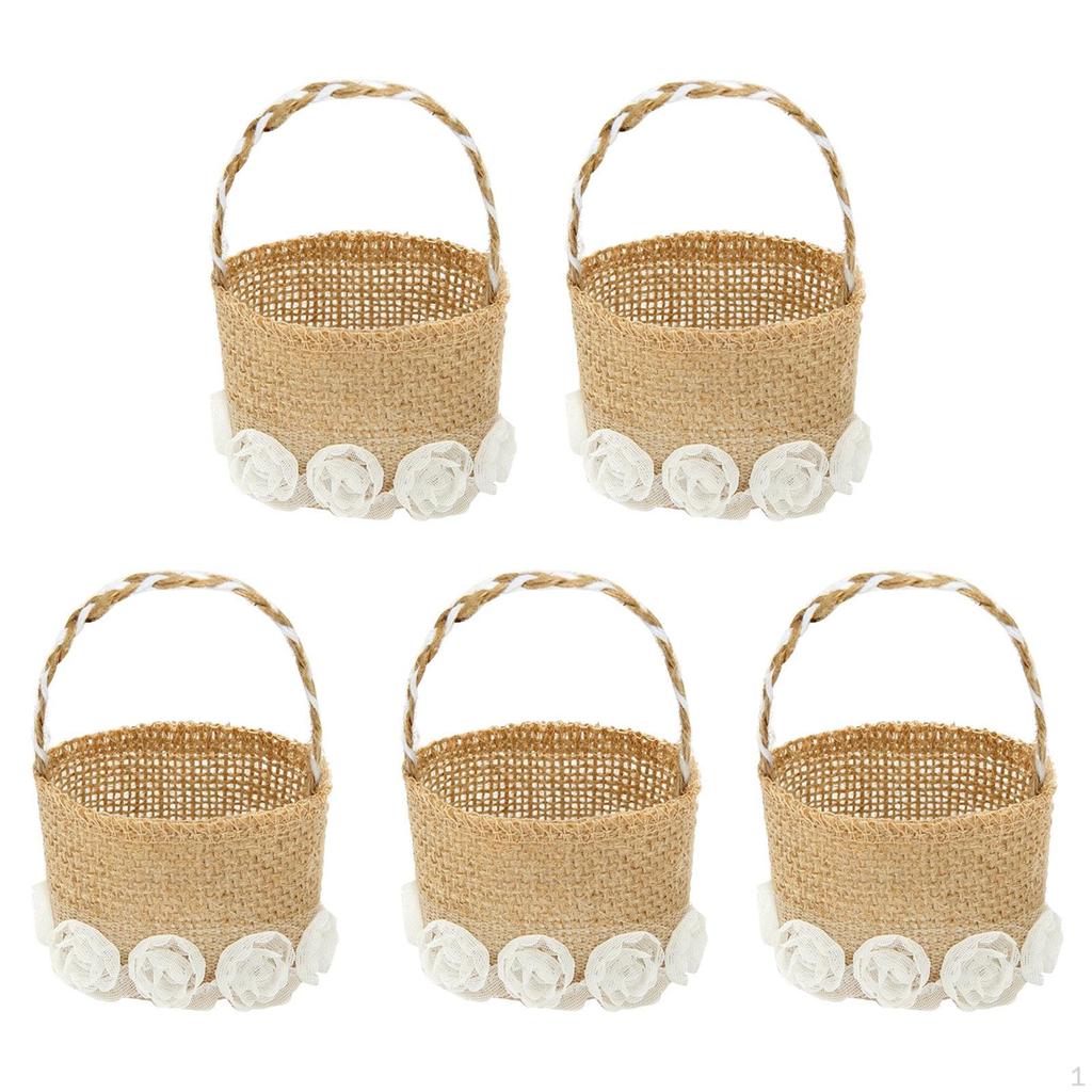 5 Pieces Halloween Party Candy Bag, Wedding Flower Girl Baskets, Multipurpose Carrying Bags