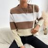 Vintage Mode Elegant Lässig Damen Herbst Colorblocking Langarm Rundhals Pullover Damen