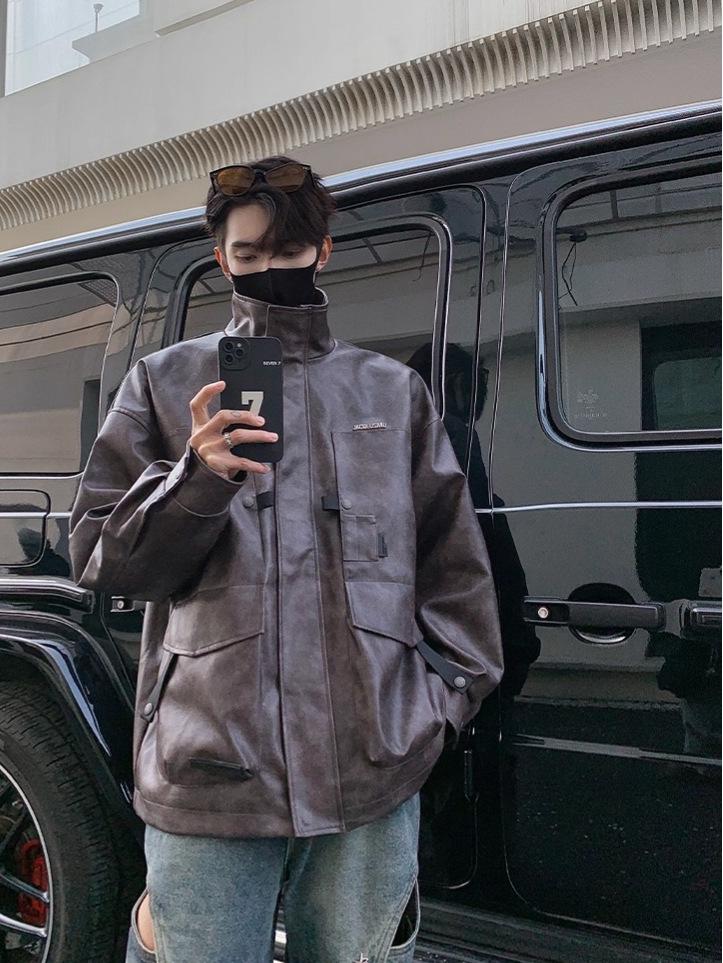 Herren Übergroße Retro PU-Lederjacke - Herbst Winter Trend, High-End Cooler Stil