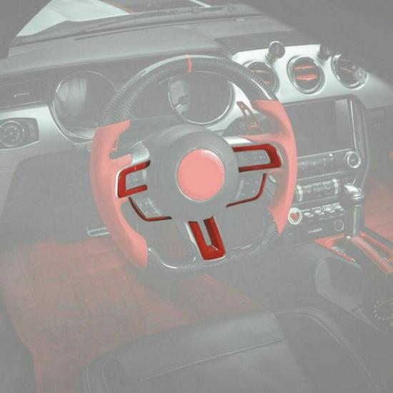 Red Steering Wheel Trim Moulding Trims Cover for 2015+ Ford Mustang Accessories