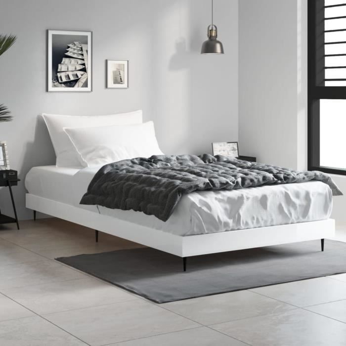 VidaXL Bed Frames White High Gloss 90x200 Cm Engineered Wood 832271