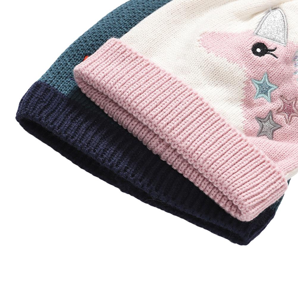 Kids Winter Knitted Hat Gloves Set Cartoon Dinosaur Knit Warm Beanie with Pompom Gifts for Boys Girls