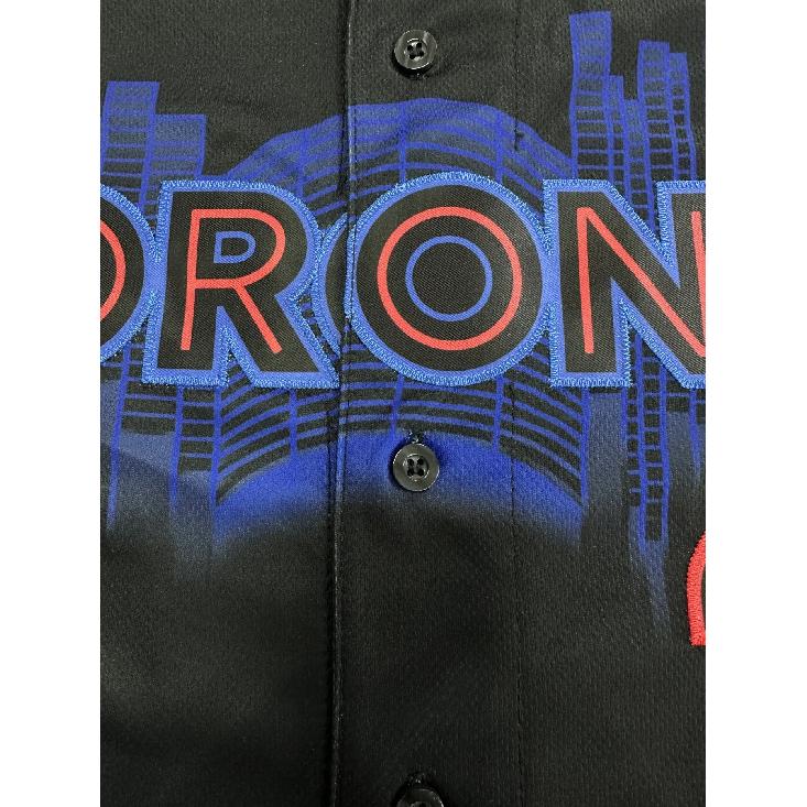 Maglia da Baseball da Uomo Ricamata Personalizzata con Nome e Numero Toronto Nero Scollo a V Manica Corta Personalizzata Bottoni Camicie Fai da Te