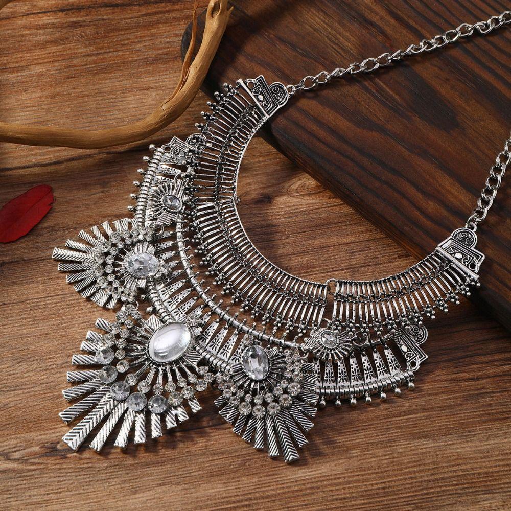 Tassel Rhinestone Exaggerated Necklace Exquisite Bohemian Style Necklace Festival