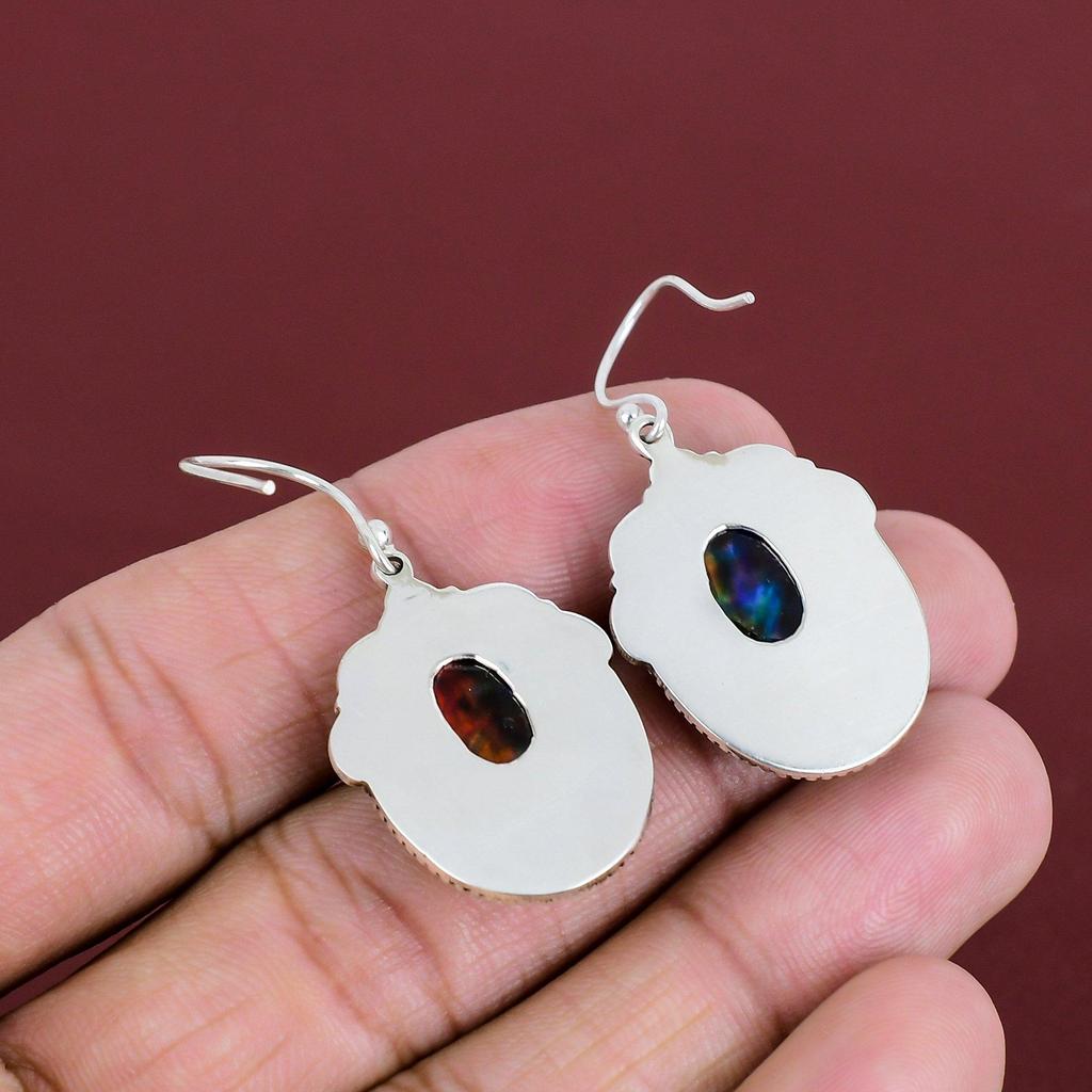 Faceted Ammolite Earring Gemstone Earrings Handmade Jewelry 925 Sterling Silver Earring Vintage Earring Anniversary Gifts Birthstone Jewelry