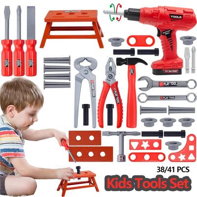 Kit de Herramientas de Juguete para Jugar 38/41 Piezas Juego de Herramientas de Reparación Ingeniero Simulado Plástico Juguetes de Construcción para Niños Pequeños Niños Niños Regalo