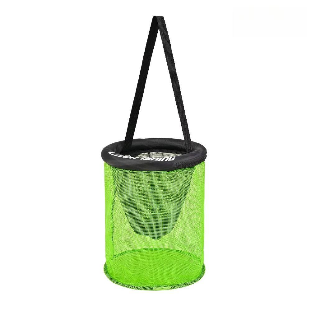 Drawstring Closure Foldable Fishing Basket Durable Mesh Live Fish Net Fishing Gear Tackle