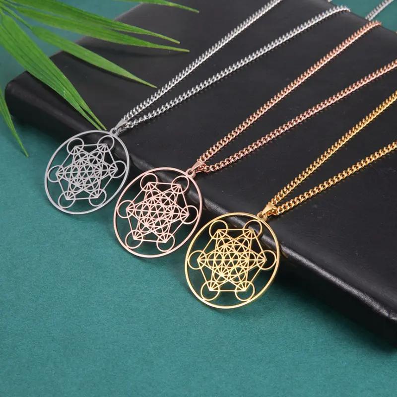 Archangel Metatron Sacred Geometry Hexagram Stainless Steel Pendant Necklace