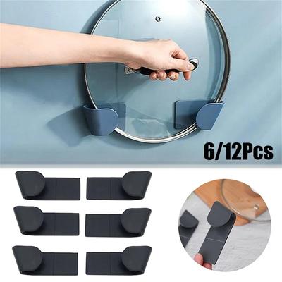 6/12 STÜCK Topfdeckelhalter Selbstklebend Stanzfreier Halter für Pfannendeckel Topfdeckelständer Kunststoff Küchenaufbewahrungsregal Küchenorganizer