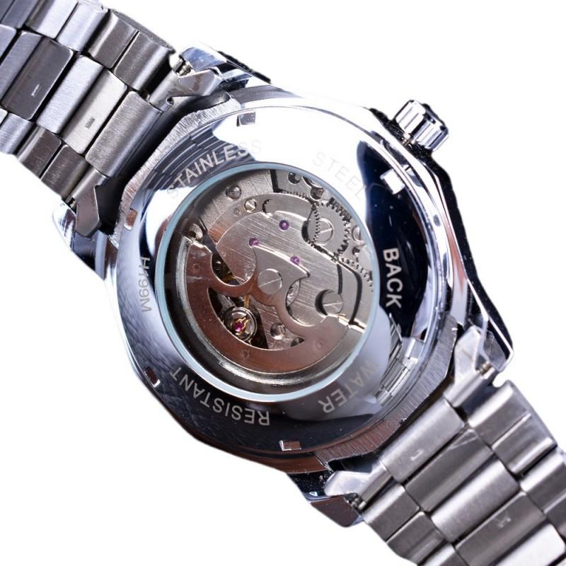 Mens Automatic Mechanical Watch With Hollow Design Fashion Casual Stainless Steel Buckle Alloy Strap