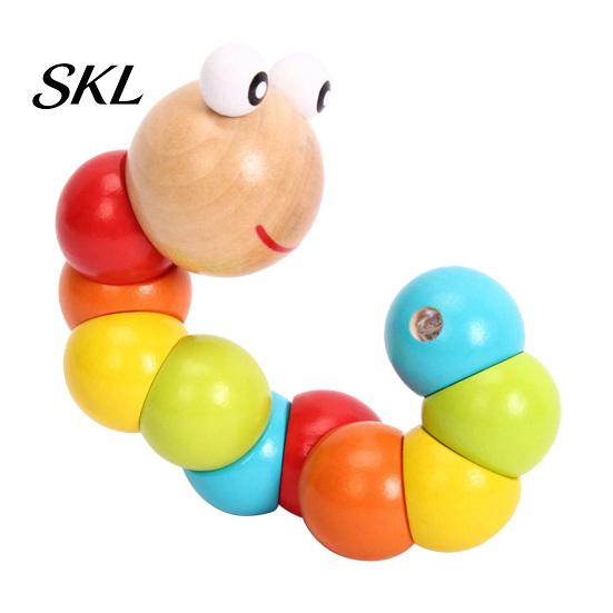 Toddler Caterpillar Toy Kids Wooden Bead Toy, Educational Twisting for Fine Motor Skills, Number Color Preschool Learning Toddlers Toys