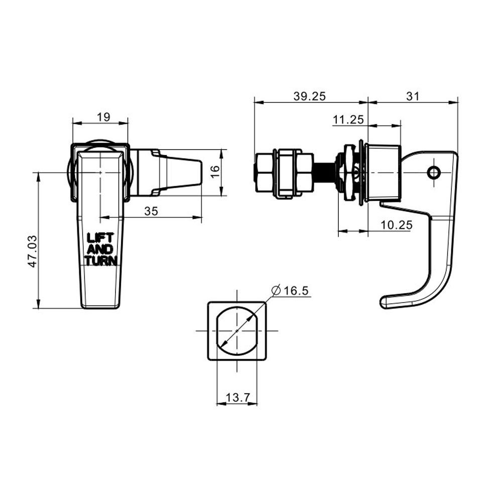 2PCS Stainless Steel Lift and Turn Latches Black Adjustable Grip Handle Compression Latch Door