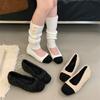2025 Autumn and Winter New Gentle Black Fluffy Inner Height Increase Single Shoes Women Wear Small Fragrant Style with Skirt Cotton Shoes