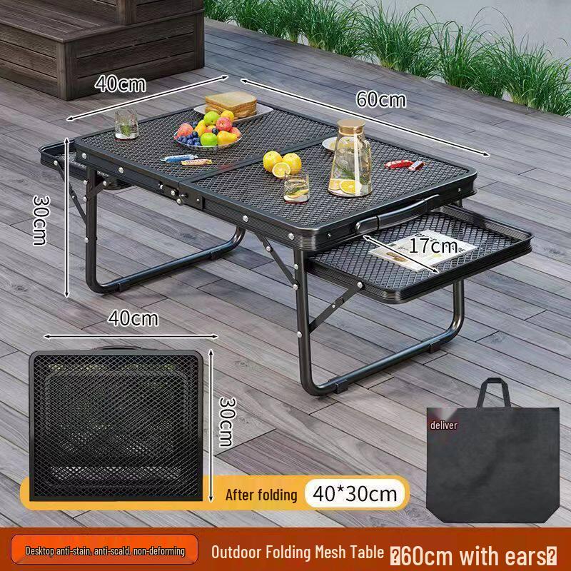 Multifunctional Outdoor Folding Aluminum Picnic Table with BBQ Mesh