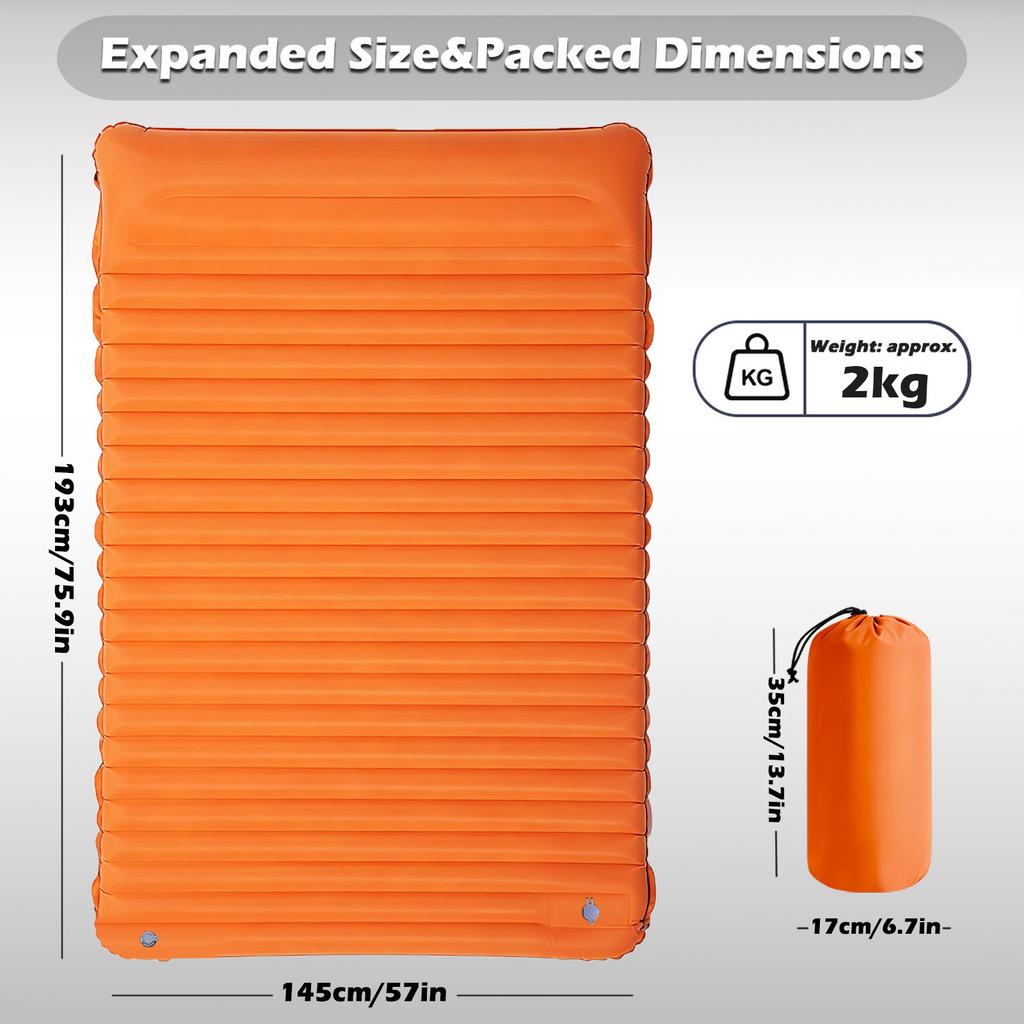 Outdoor Camping Inflatable Mattress, Foot Step On Automatic Inflatable Mattress, Press Rhombus TPU with Pillow Camping Tent Sleeping Mat