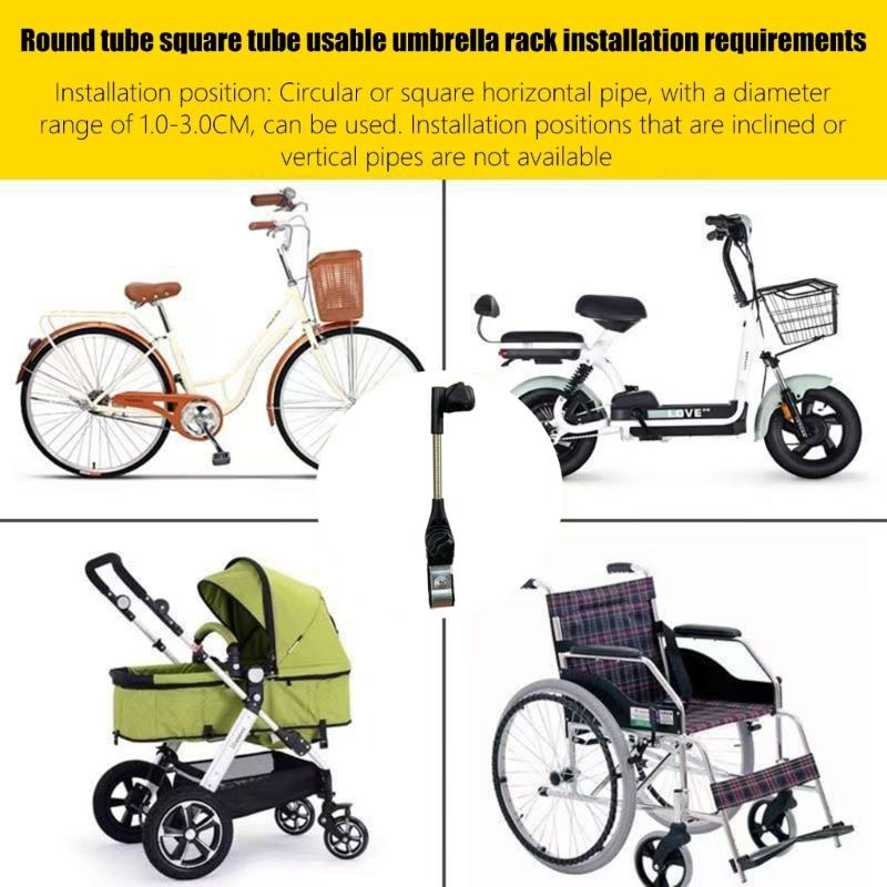 Uniwersalny Uchwyt na Parasol do Wózka Pasuje do Rury 3cm na Kółkach Wózków Rowerów Funkcja Duży Zacisk Łatwa Instalacja