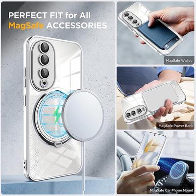 Puzdro Magsafe Magnetic Plating TPU pre Honor 90 Honor90 Pro Bezdrôtové nabíjanie Ochrana objektívu Transparentný kryt