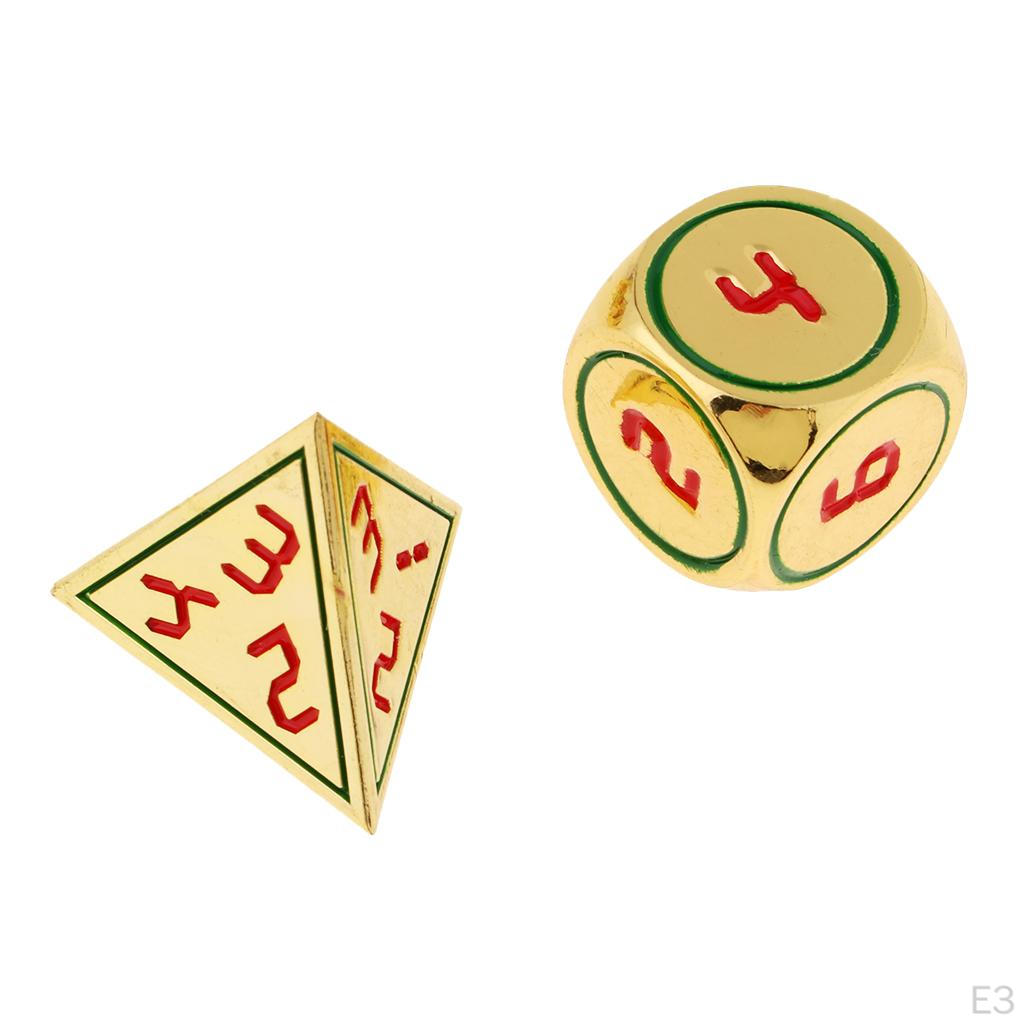 7 Pcs. Vintage D4 D20 Metal Cube For Board Game, Zinc Alloy