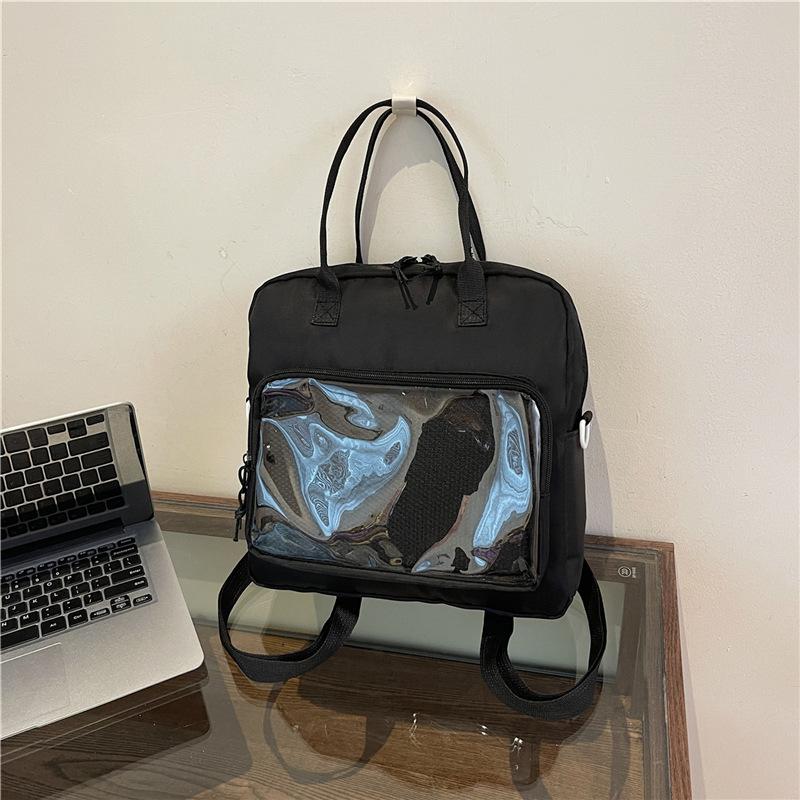 

Японская универсальная сумка-тоут в стиле кампус, женский многоцелевой рюкзак, женская индивидуальная повседневная новая сумка-мессенджер чёрный