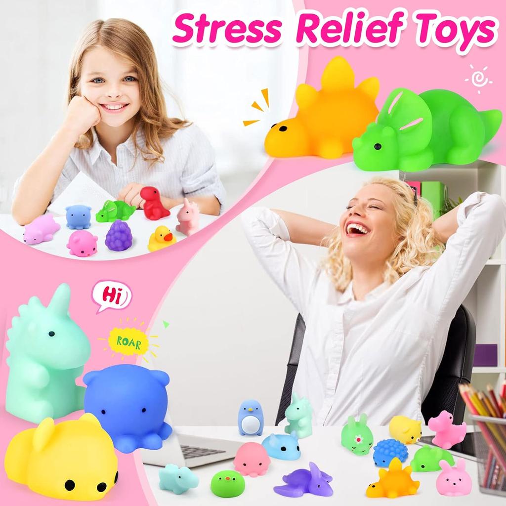 40 Pcs Mochi Squishy Toys Kids Party Favors Mini Soft Kawaii Mochi Animal Soft Mini Squeeze Stress Relief Toys for Kids Adults
