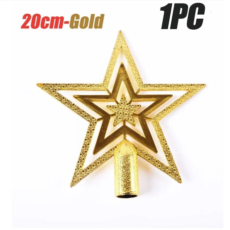 50PCS Christmas Day Christmas Tree Plating Tree Top Star Decoration Gold and Silver Five-Pointed Star Hanging Decoration