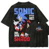 Classic Anime Manga Games Sonic Peripherals Print T-shirts Fashion Loose Oversized Tee Men Women Retro Washed Cotton Tops