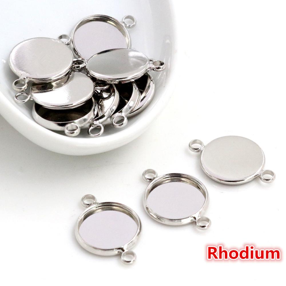 High Quality  10mm 12mm 14mm 16mm 18mm 20mm Inner Size Double Loops Iron Cabochon Base Cameo Setting Charms Pendant