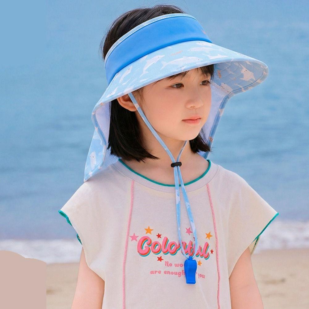 Ice Silk Empty Top Cap Big Brim Children Beach Cap Fashion Summer Sunshade Hat Boys and Girls