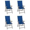 vidaXL High-back Chair Adjustable 4 Pcs. with Cushions Solid Wood Acacia