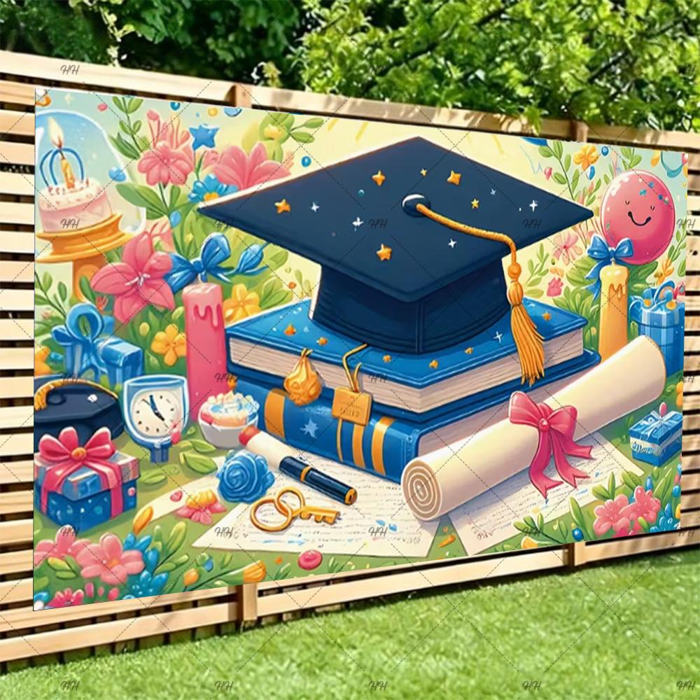 Congratulatory Graduatio Celebration Theme Party Decoration Background Graduates Backdrop Photography Studio Props Student Gifts