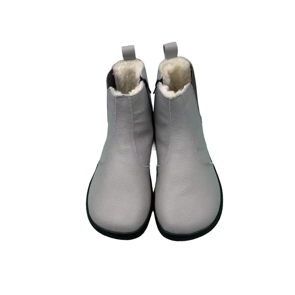 Botas de Inverno Chelsea Barefoot de Couro Genuíno com Forro e Palmilha Quentes de Pele Natural Real para Mulheres Sola Zero Drop