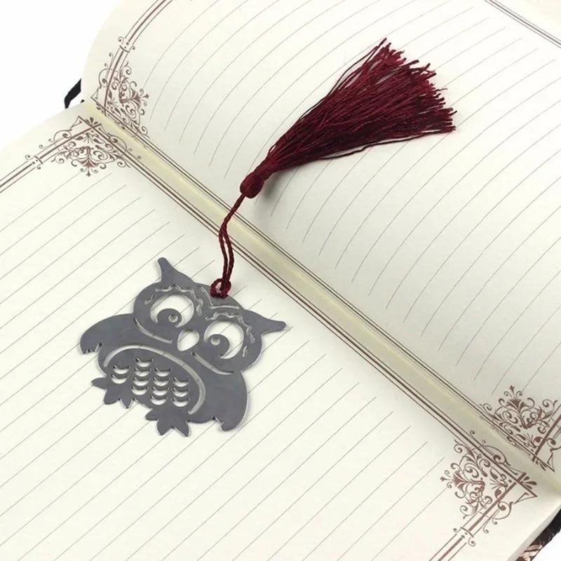 1 Pack Cute Owl Bookmark Birds Tassel Metal Bookmark Student Stationery Kids Gift