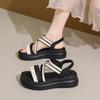 Summer platform niche 2025 new sandals fairy wind cross roman shoelaces Internet celebrity Korean version of sandals woman