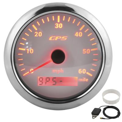 85mm 3.35in GPS Speedometer Gauge 0 60MPH H LCD Display with Adjustable Backlight for RVs Boats 9‑32V DCWhite