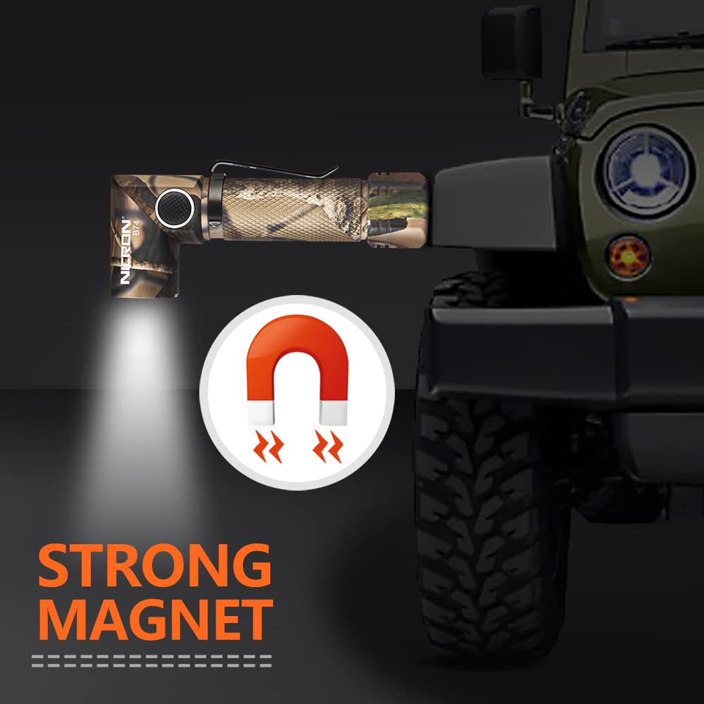 NICRON LED Handheld Swivel Chest for Outdoor B74 Camouflage Light, L-shaped, Head, Clip-on, Magnetic, Light, Small, Hands-free, Compact, Portable,