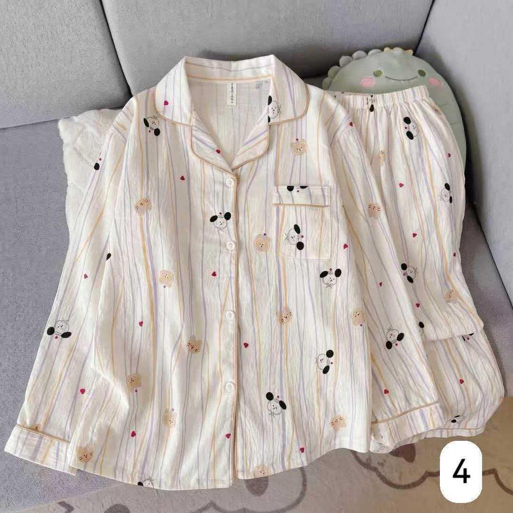 Women's Cloud Cotton Long Sleeve Pajamas - Sweet Cartoon Design for Spring & Autumn, Versatile for Home or Out