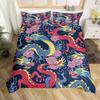 Red Base Black Dragon Print Duvet Cover Set Chinese Dragon Pattern Bedding Sets Full Size Microfiber 2/3 Pieces Comforter Sets