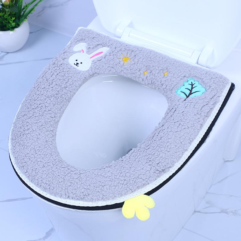 Toilet seat cushion thickened household four-season comfortable seat cushion toilet cover buckle zipper seat cushion серый