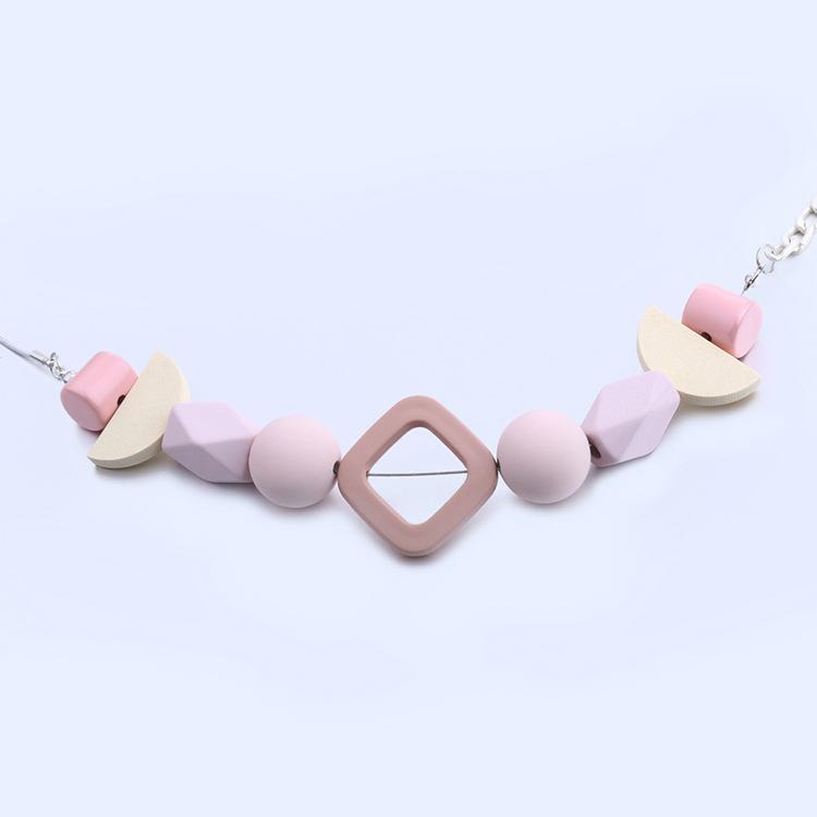 JMXD-Geometrische Anhänger Halskette Frauen, Übertrieben Schmuck, Holz Perlen, Zubehör