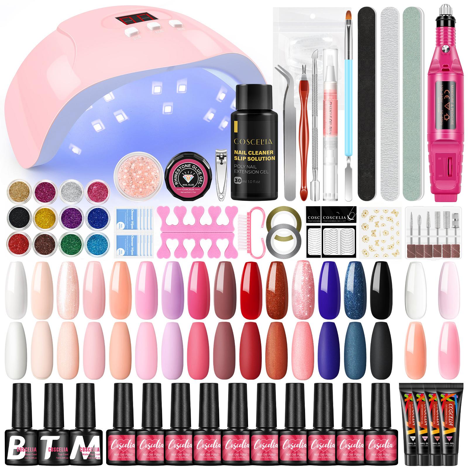 

COSCELIA 4 цвета, 10 мл, набор полигель для наращивания ногтей, 15 цветов, набор гель-лаков для ногтей с УФ-светом, «все в одном», стартовый набор для дизайна ногтей, набор для украшения ногтей