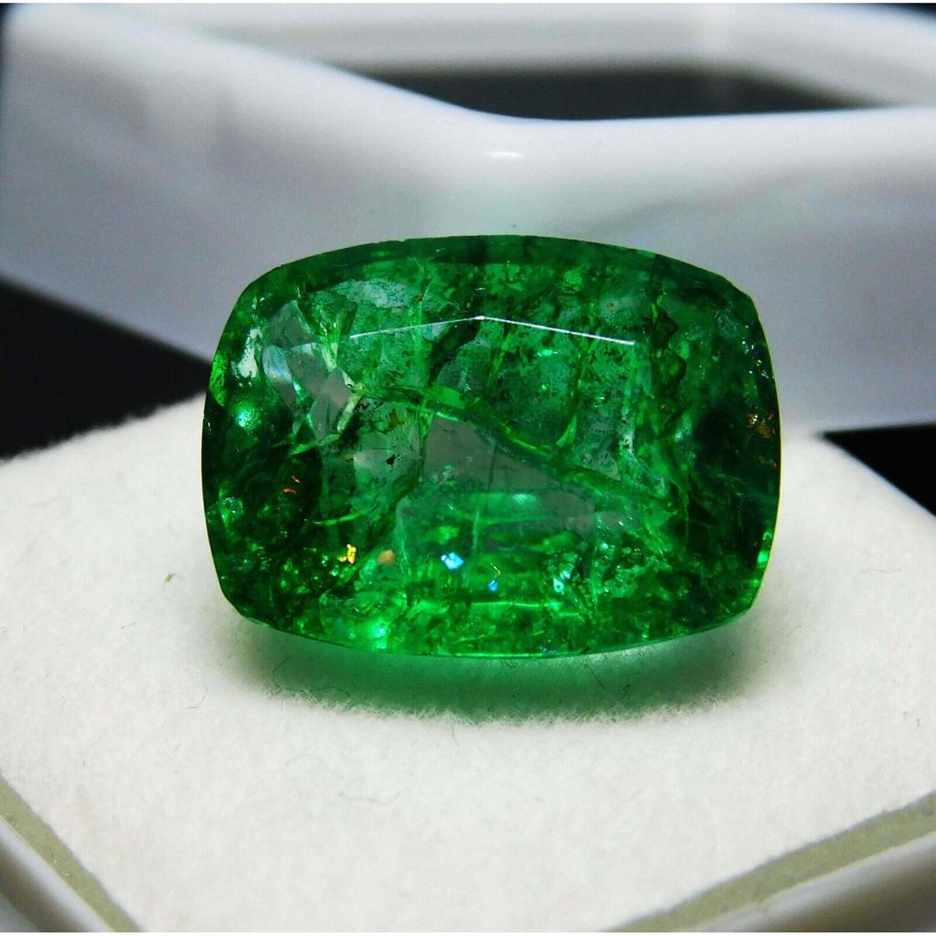 Natural Green Emerald Loose Gemstone 7 Ct Cushion Cut for Jewelry Making and Gem Collections