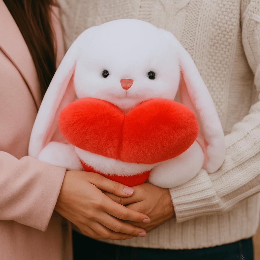PP Cotton Hold Heart Rabbit Plush Doll Fluffy West Highland Dog Doll  Decoration Gifts