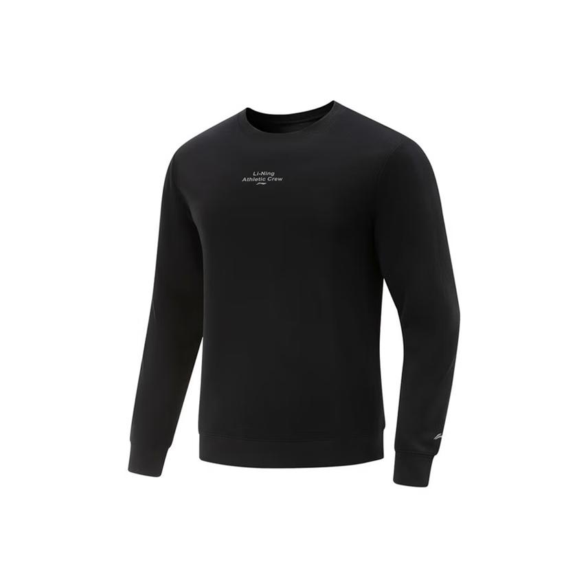 Li-Ning Solid Color Fashion Fitness Fleece Casual Versatile Long Sleeve T-Shirt Crew Neck Pullover Sweatshirt Men tops YTLV125-1