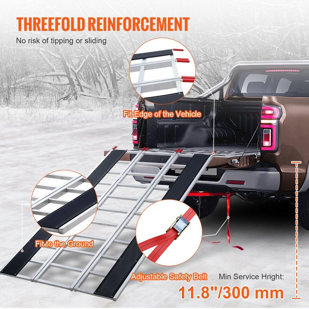 85" X 54" Extra Wide Aluminum Foldable Ramp 1500LBS Capacity Loading Ramp