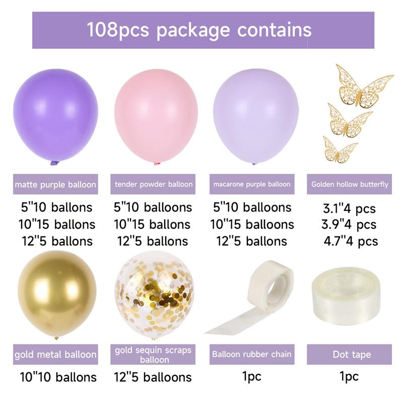 Butterfly Pink Purple Balloon Garland Arch Kit Birthday Party Decor Kids Baby Shower Latex Ballon Chain Wedding Party Supplies