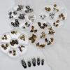7-Compartment Plum Blossom Box: 3D Nail Art Metal Bow & Butterfly Rhinestones